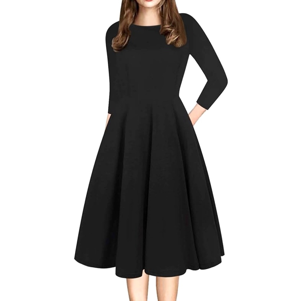 Elegant black 3/4 sleeve dress